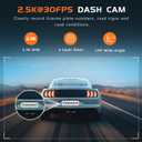 Dash Cam, 2.5K Dash Camera for Cars, V200 WiFi Dash Cam Front, Wireless Dashcam with App, WDR Night Vision, G-Sensor Dashcams for Cars, 24H Parking Mode, Loop Recording, Support 256GB Max, Black