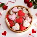 18 Pcs Valentines's Day Felt Heart Ornaments, Red White Pink Felt Hanging Ornament 2.8 Inch Galentines Heart Shaped 3D Hanging Decors for Valentine's Day Wedding Party Decorations(Classic)