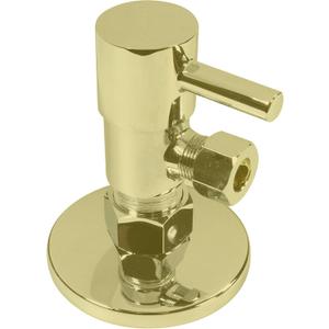 Westbrass A105QR-01 Round Lever 1/4-Turn Angle Stop 1/2" Copper x 3/8" Compression, 1-Pack, Polished Brass