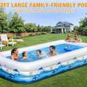 Extra Large Inflatable Pool with Lights - 145" x 74" x 22" Swimming Pool for Adults with Solar Powered, Blow Up Pool for Backyard (Air Pump Not Included)