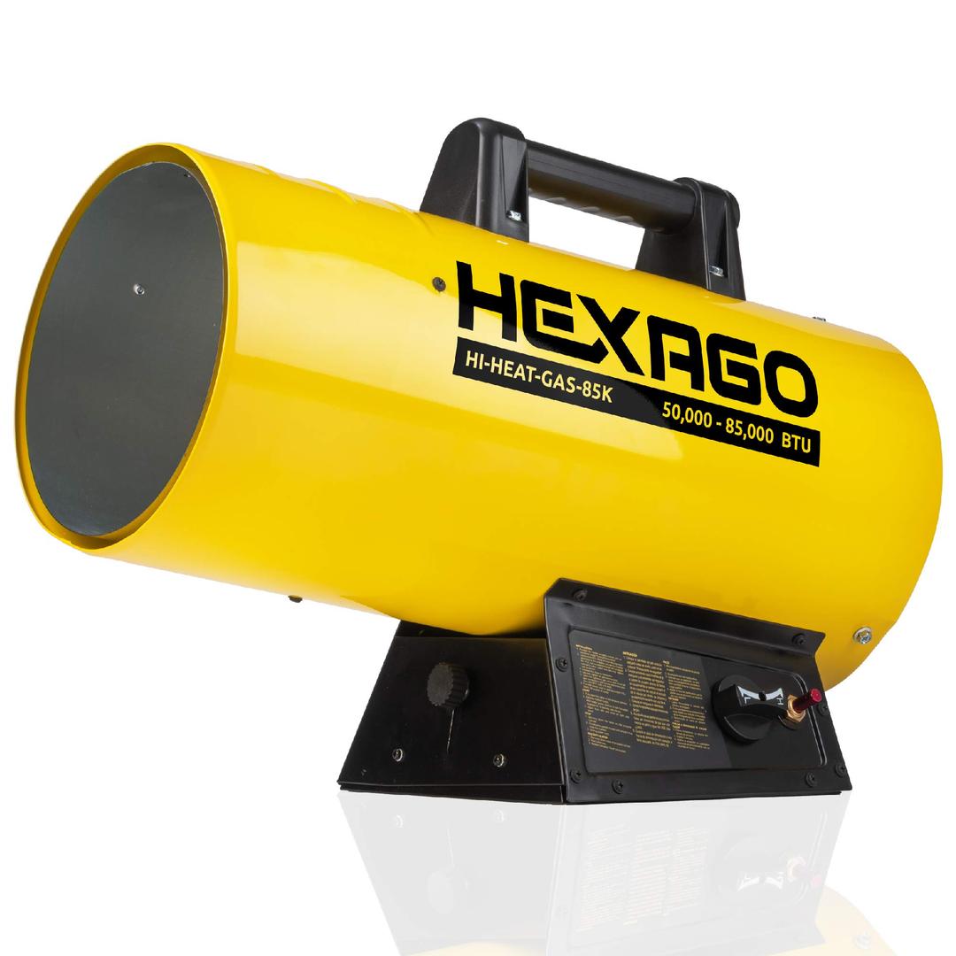 Hexago Hi-Heat-Gas-85K 50,000-85,000 BTU Forced Air Propane Portable Heater