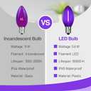 2 x C7 Replacement Bulbs, Dark Purple LED Halloween Lights, Christmas Light Replacement Bulbs for Xmas Tree Patio Holiday Party Prom Wedding Decor, E12 Candelabra Base -10 Pack
