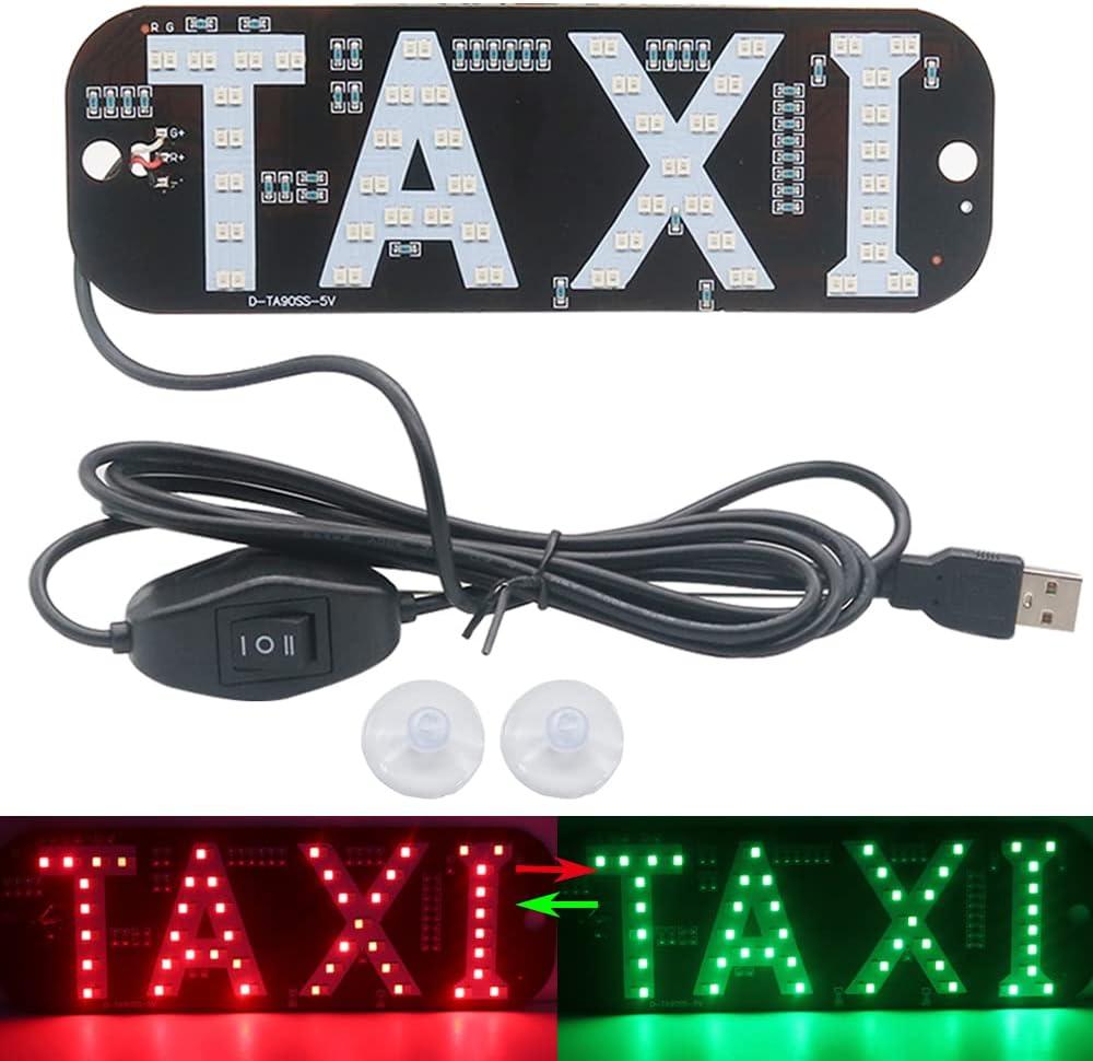 Taxi Light, Dual Color Changeable LED Sign, Hook on Car Window with USB (Red and Green, USB)