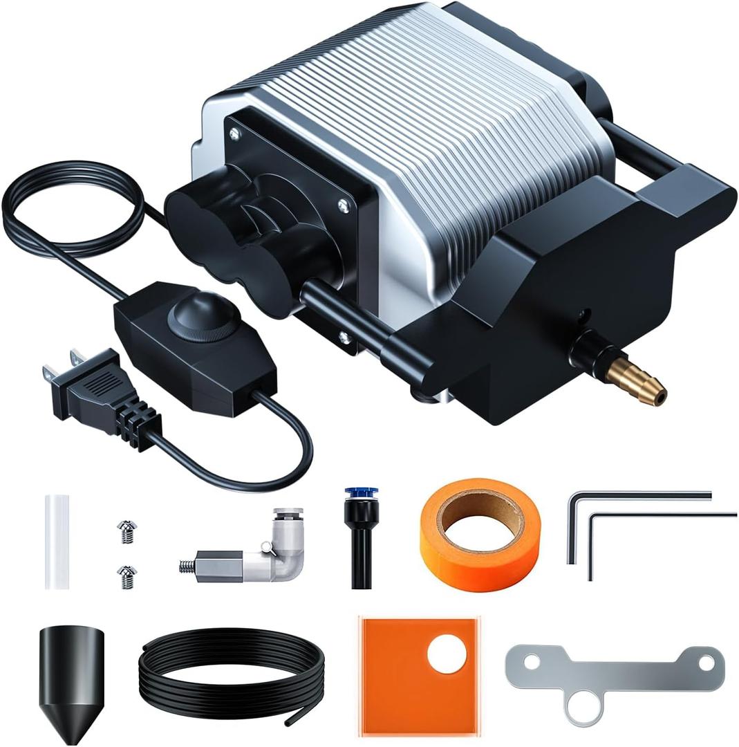 GEEKBEE Air Assist for Laser Cutter and Engraver, Air Assist Pump Kit, Adjustable 30L/Min, Air Assist for XTool D1, D1 Pro, Other Laser Cutter and CNC Cutting, Remove Smoke and Dust,Protect Laser Lens