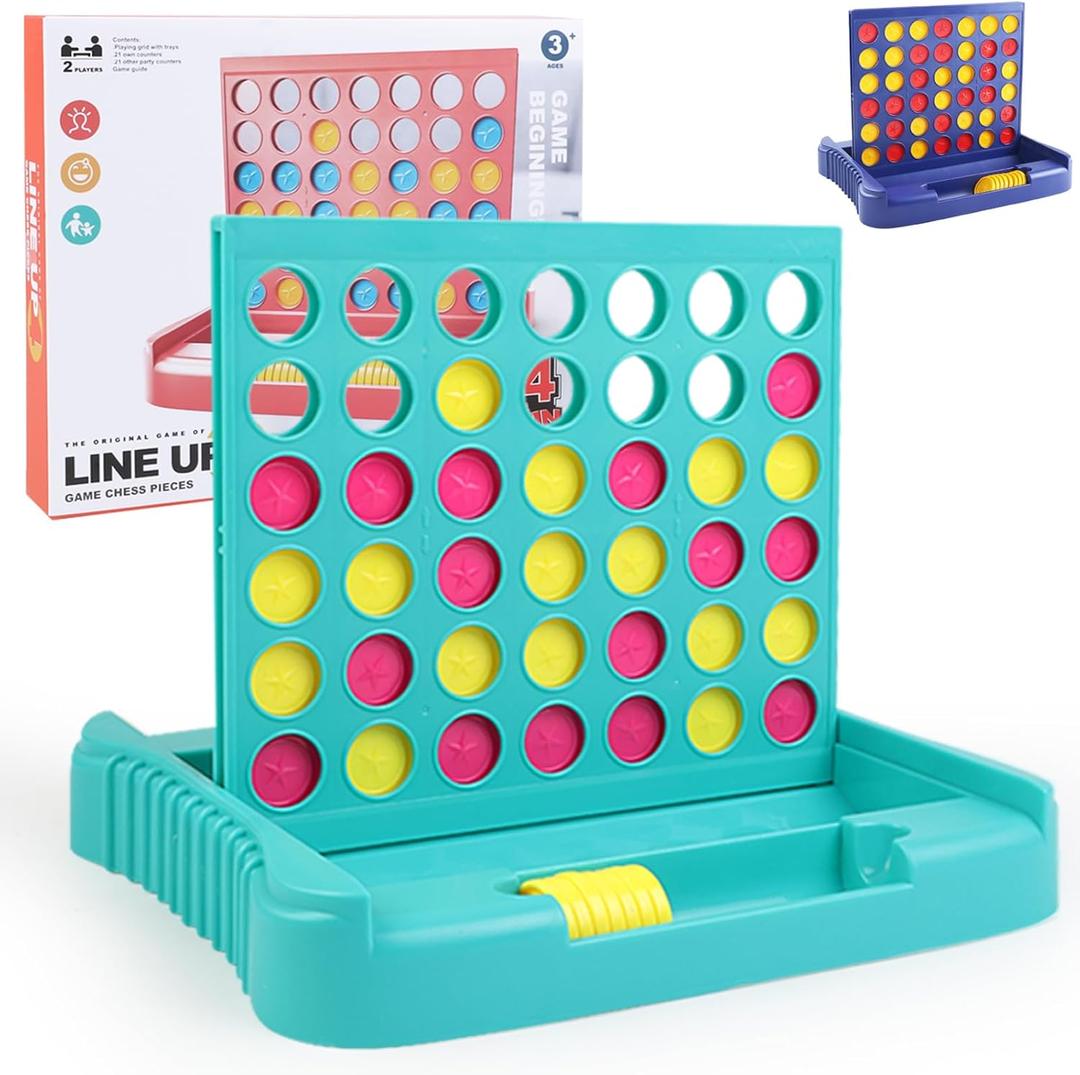 Vikutu 4 in a Row Connect Game, Travel Board Games for Kids Adults, Get 4 in a Row to Win - 9 x 7.4 inches (Green)