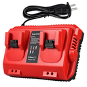 18V Rapid Charger Replacement for Milwaukee M18 Battery Charger Station 2Ports 48-59-1802 48-59-1812 Compatible with M-18 48-11-1850 48-11-1840 48-11-30 48-11-20