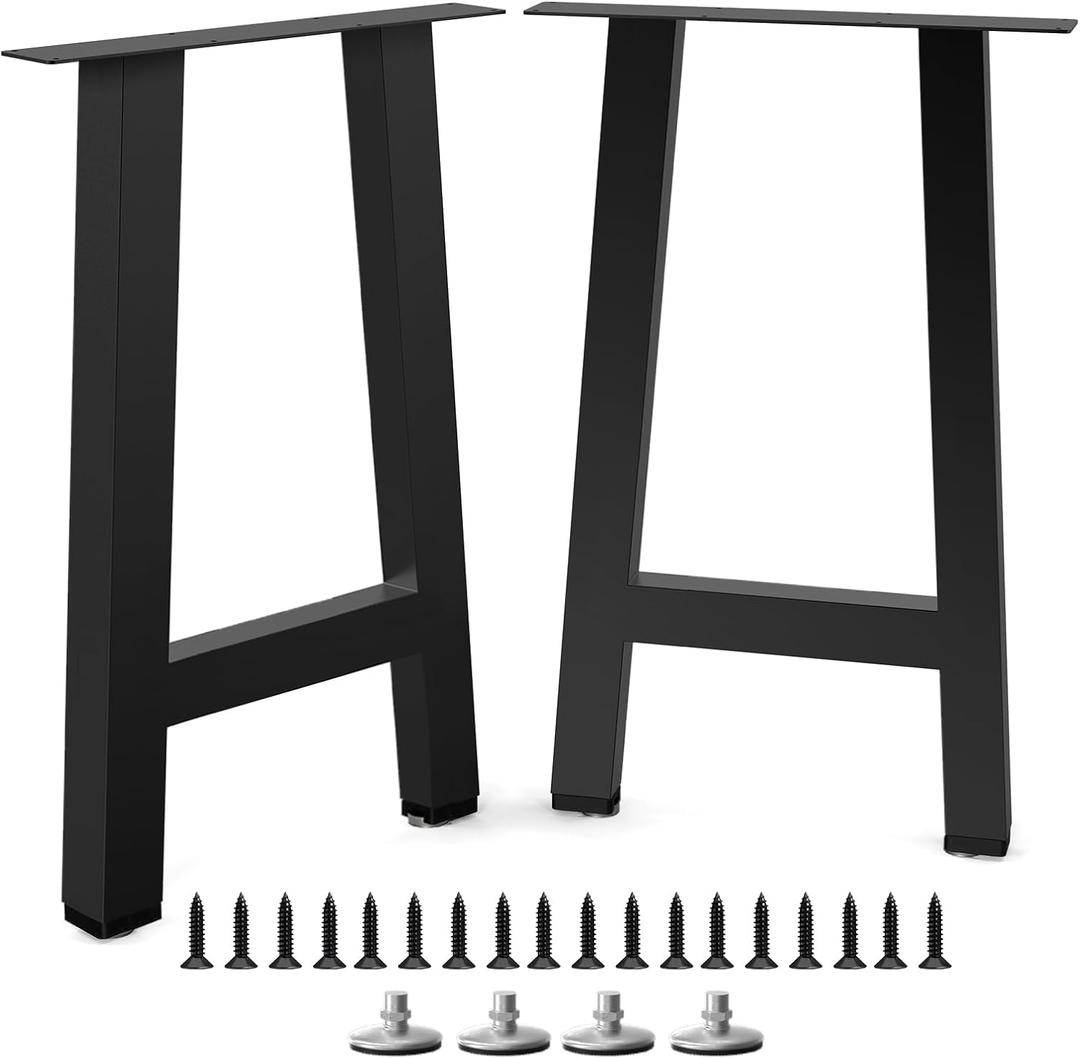 Metal Table Legs, Black Set of 2, 28H x 16W, 28 IN