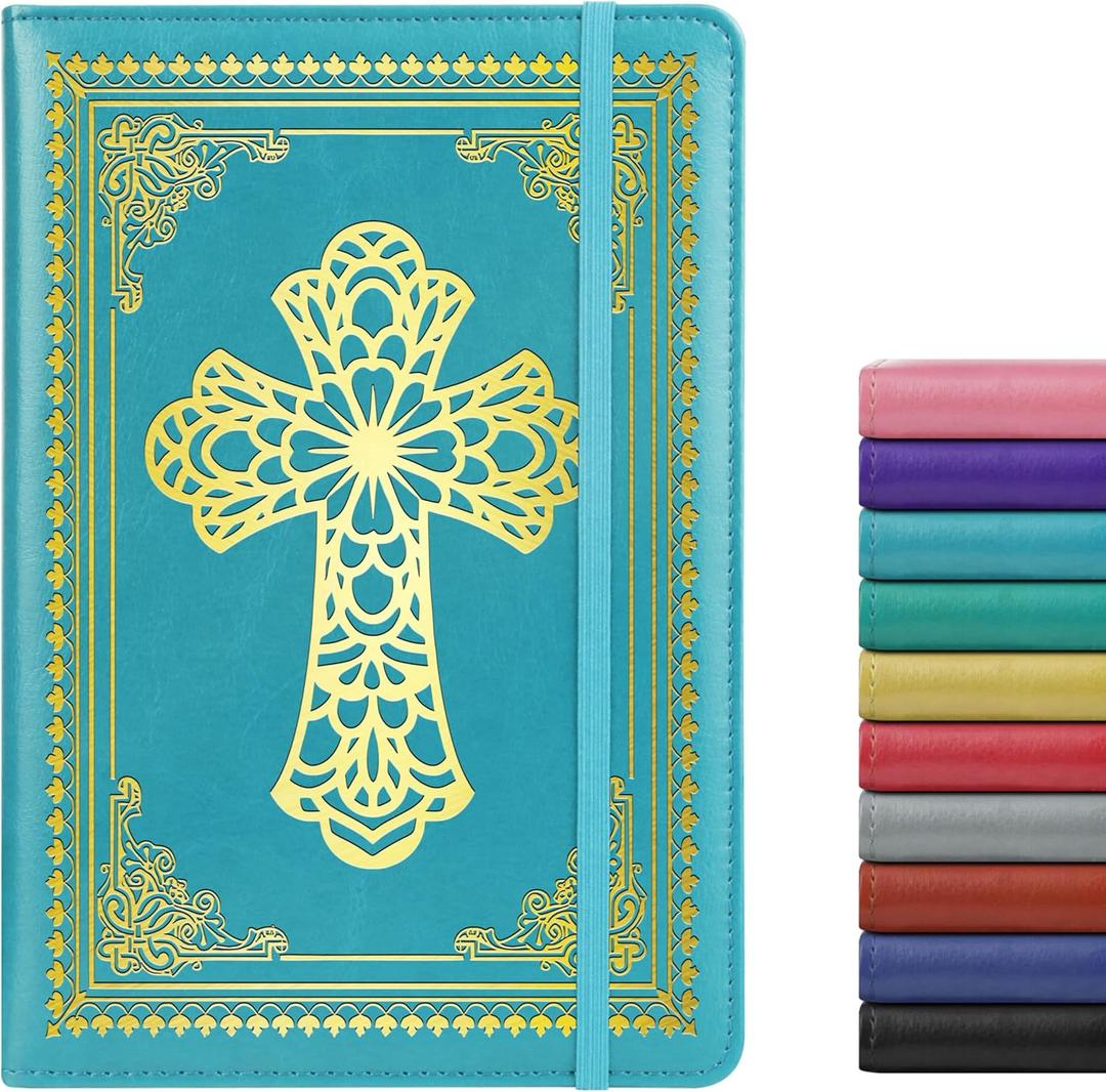 Christian Notebook Gifts for Women Men,Religious Bible Verse Notebook,Faith Prayer Journal for Women Christian Easter Gifts School Supplies (A4 Cross Light Blue)
