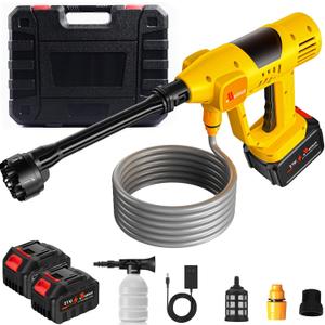 Cordless Pressure Washer, 900 PSI Portable Power Washer with 2 Batteries/ 6-in-1 Nozzle / 10 Speed Adjustment/Remaining Battery Display, The Perfect Complement to Heavy-Duty Corded Pressure Washers (Yellow)