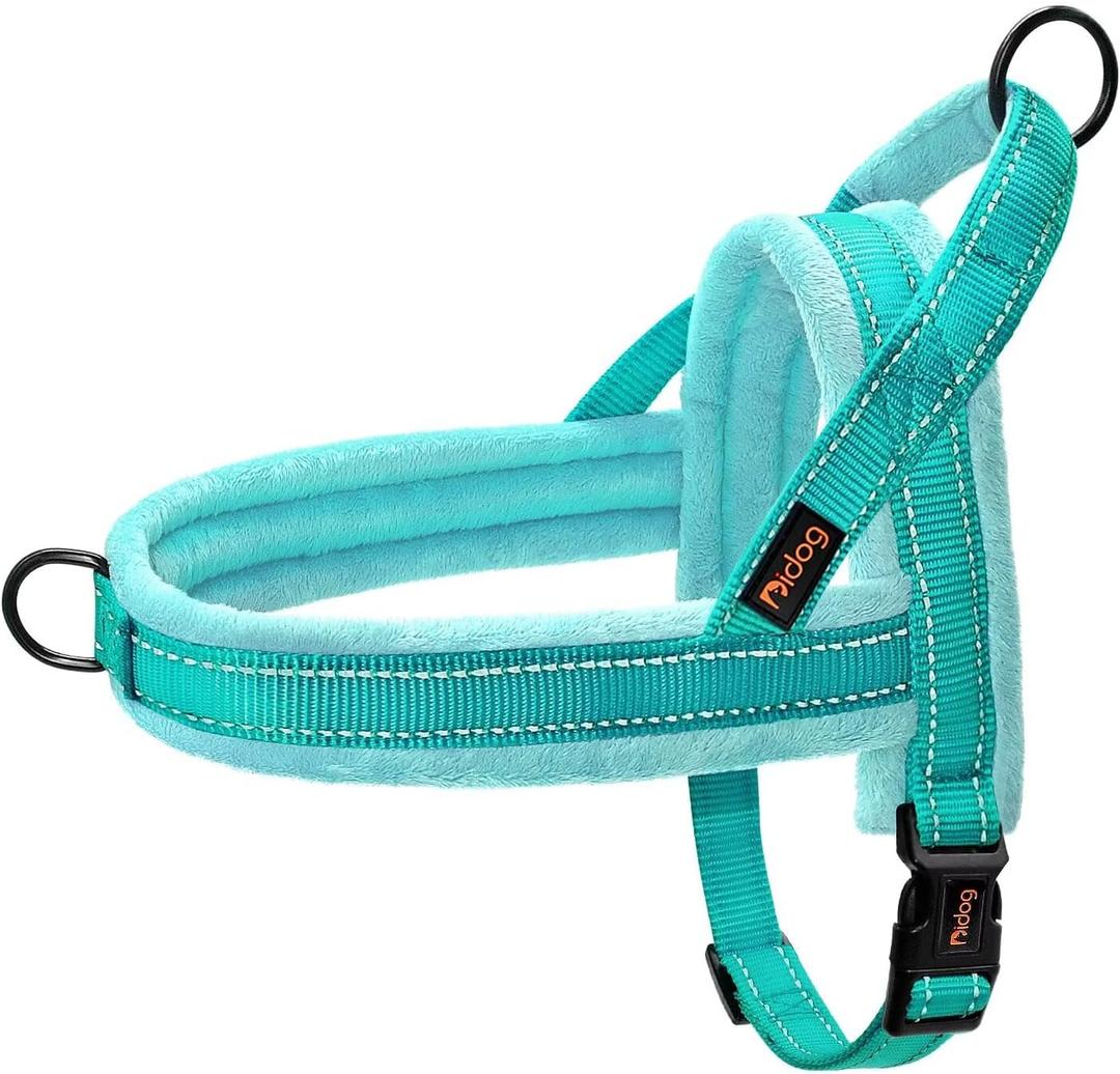 Didog Soft Flannel Padded Dog Vest Harness, No Pull/Quick Fit Reflective Dog Strap Harness, Easy for Training Walking (M:Chest 21-26", Green) (Teal)