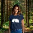 Hiking Shirts Women Nature T-Shirt Outdoor Camping Tee Tops (Blue, M)