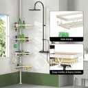 KEGII Shower Corner Caddy Tension Pole, Rustproof Corner Bathroom Organizer, No Drilling Bathtub Shelf for Inside Shower, Waterproof Bathroom Tub Organizer, Fits 25-114.2 Inch Height, Cream White