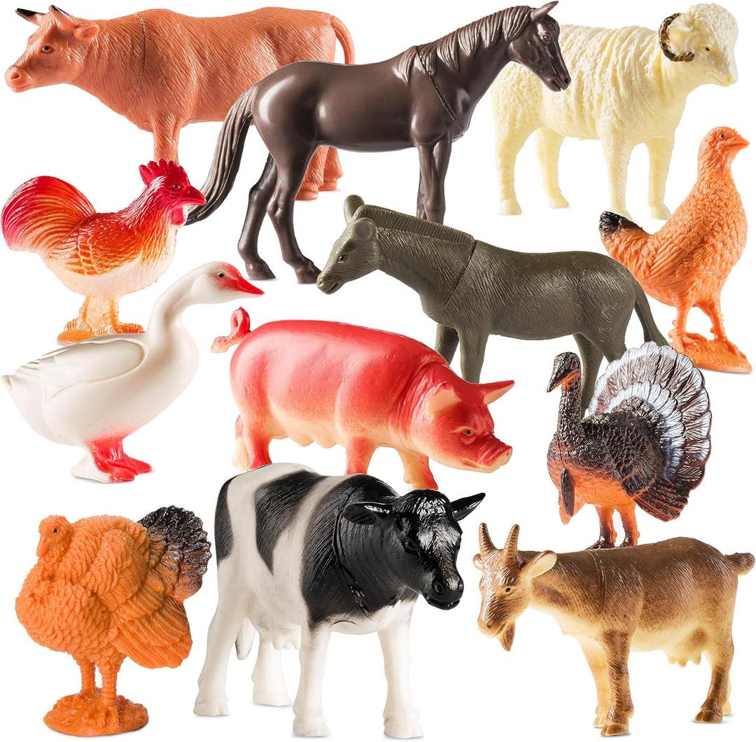 Large Farm Animal Toys -  Plastic Farm Animals for Kids, Realistic Ranch / Barnyard Toy Figures Styles