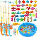 Magnetic Fishing Game Pool Toys for Kids, Water Table Bathtub Toy Fishing with Inflatable Pool, Water Bath Pool Outdoor Toys for Kids Outdoor Indoor Carnival Party Favors