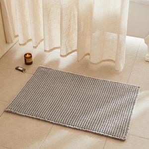 TYUU Waffle Bath Mat, Boho Bathroom Rugs Non Slip Washable Super Absorbent Quick Dry Bath Mat Farmhouse Bathroom Decor, 36"x24" Light Grey