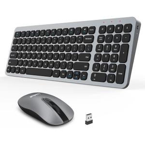 LeadsaiL Wireless Keyboard and Mouse Combo, Wireless USB Mouse and Computer Keyboard Set, Compact and Silent for Windows Laptop, Desktop, PC (Grey)