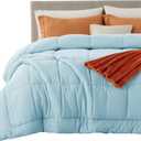 Bedsure Comforter Duvet Insert - Quilted Comforters King Size, All Season Duvet, GentleSoft Down Alternative Bedding, with 8 Tabs, Gifts for Women/Men, Light Spa Blue, King 90 x 102 Inches