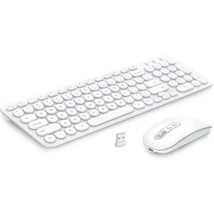 cimetech Wireless Keyboard and Mouse Combo, [Rechargeable keyboard and mouse][Silent Scissor Switch Key][Ultra Slim]Wireless Computer Keyboard and Mouse for Laptop, PC, Computer, Mac, Windows - White (KF007-M01-White)