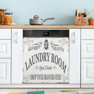 Laundry Room Open 24h Washing Machine Magnet Cover Easy Update Magnectic Sticker Laundry Room Magnets Decor Dish Washer Door Panels Cover for Home Decor Kitchen Decoration 23"x26"