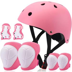 Besttravel Kids Helmet, Toddler Adjustable Kids Ages 3-8 Years Old Boys Girls Multi-Sports Safety (Pink with Pads)