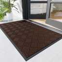 Durable Indoor Outdoor Door Mat, 4' x 3' Heavy Duty Front Door Mat for Entryway, Non-Slip Backing, Stain and Fade Resistant, Absorbent Commercial Floor Mat for High Traffic Area, Brown Diamond