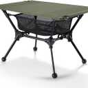 ONETIGRIS Dipper Camping Table, Lightweight Portable Folding Table with Mesh Storage Net, High/Low Options, Ideal for Camping, Hiking, Tailgating, Beach, Picnic, Travel, Backyard, Ranger Green