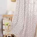 1 Pair Floral Linen Curtains Rustic Country Style Light Filtering Rod Pocket Window Drapes Beige Tassels, 52" W x 84" L Red Rose Flower on Beige (52"W x 84"L - 2 Panels)