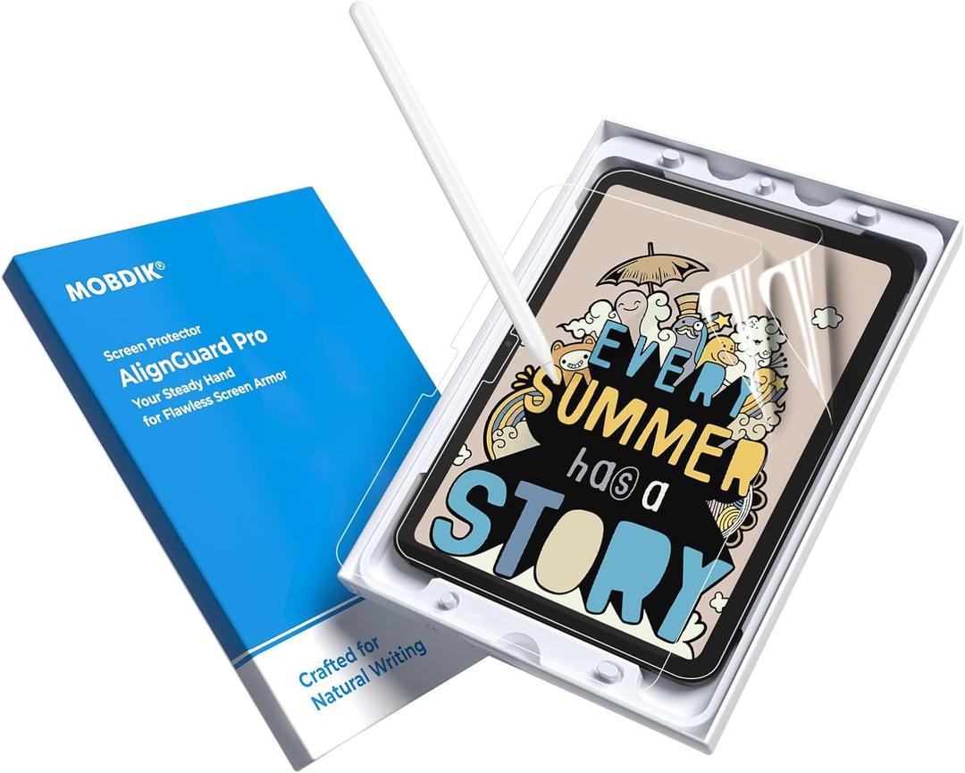 MOBDIK 2 Pack Paperfeel (AlignGuard Pro) Screen Protector Compatible with iPad Air 13 M4/M3/M2 2026/2025/2024, Crafted for Natural Writing, Less Reflection, Easy Installation