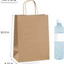 vanhel 100 Pack Brown Paper Bags with Handles,8x4.25x10.5 Inches,Gift Bags Medium Size,Gifts Bag Bulk for Festival,Birthday,Favor,Party,Shopping,Retail Merchandise.