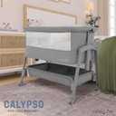 Dream On Me Calypso Portable Bassinet with Wheels, Adjustable Height Bedside Sleeper, Foldable Baby Bassinet with Breathable Mesh Sides, Foam Mattress, Easy Mobility & Travel-Friendly Design - Grey