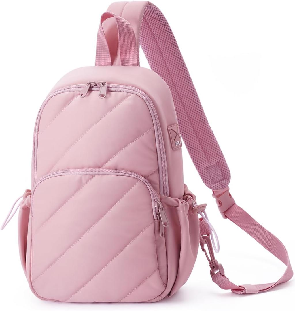 Wandering Nature Sling Bag for Women Lightweight Quilted Crossbody Bag Fits for 11" Tablet with Breathable Back Panel Anti Theft Pocket Padded Strap USB Charge Port, Ideal for Travel, Daily Use