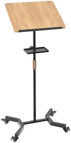 Lectern Podium Stand with Storage Platform, Height Adjustable Mobile Steady Standing Design, Multi-Purpose Tabletop for Speech, Lecture, Church, Reading or Laptop Desk