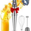 KOIOS Immersion Blender, 1000W Anti-scratch 3-in-1 Hand Blender, Upgraded 12 Speed Stainless Steel Blade Stick Blenders with Turbo Mode, Whisk and Milk Frother, Non-BPA (Silver)