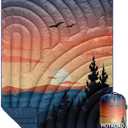 Camping Blanket,Lightweight Puffy Printed Camping Blanket Packable Outdoor Blanket for Camping,Traveling, Stadium, Hiking, Picnics (52x75", Sunset Birds)