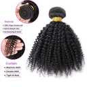 Afro Kinky Curly Bundles Human Hair 16 Inch 4B 4C Afro Kinky Bulk Human Hair Bundles Unprocessed Virgin Hair Curly Weave Hair Bundles for Women Natural Black