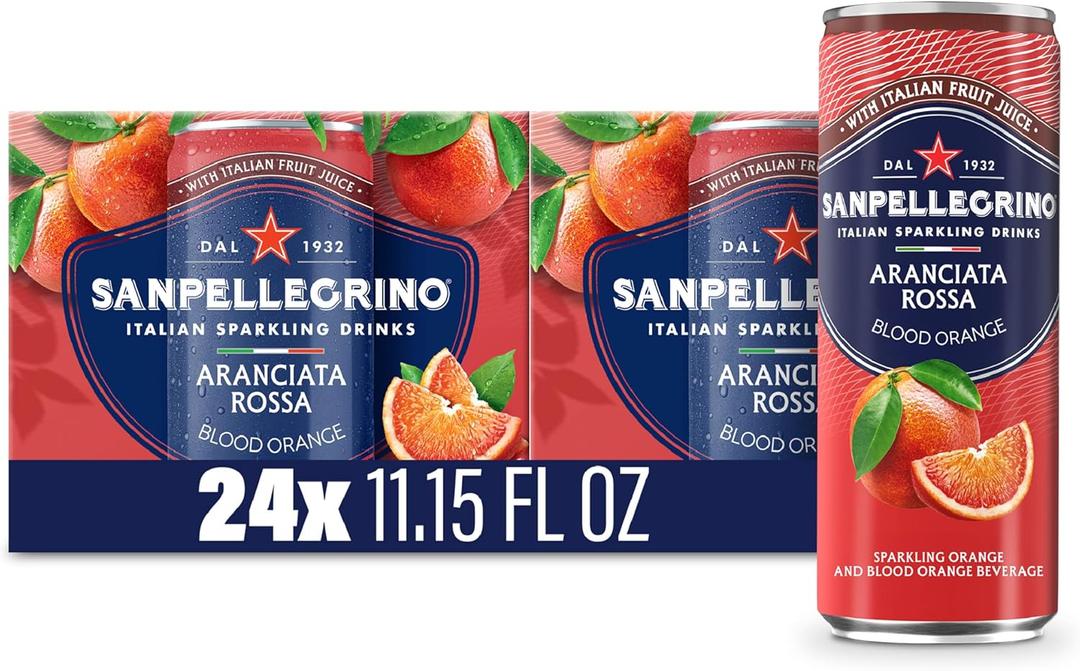 Sanpellegrino Italian Sparkling Drink Aranciata Rossa, Sparkling Orange and Blood Orange Beverage, 11.15 Fl Oz, Pack of 24, Best By: 10/2025