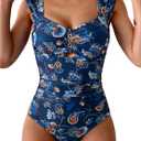 Eomenie Women's One Piece Swimsuit Tummy Control Cutout Bathing Suit Push Up Wide Straps Swim Suit M