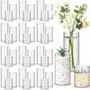 Nuogo 36 Pcs Plastic Cylinder Vases Tall Plastic Flower Vases for Centerpieces Hurricane Candle Holder for Home Wedding Office Party Formal Dinners Decorations (4''/6''/8'')