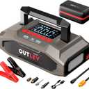 6000A UltraSafe Jump Starter with 160PSI Air Compressor, 12V Car Battery Booster, Portable Jump Box, Power Bank & Jumper Cables, LED Display, LED Light, for 10L Gas & 10L Diesel Engines (Red)