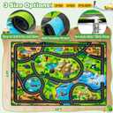 Kids Rug, 4x6 Ft Animal Car Rugs for Kids Toy Cars, Extra Thick (0.4in) - Non-Slip Zoo Road Rug Mat Carpet for Playroom & Bedroom, Educational Learning & Game Area