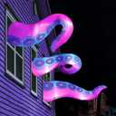 Joiedomi 3 Pcs Halloween Inflatables Octopus Tentacle Outdoor Window Decorations, Octopus Legs with Build-in LEDs, Halloween Front Door Window Roof Prop, Outdoor Holiday Blow up Decor for Garden Lawn (Purple)
