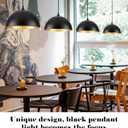 Black Pendant Lights Kitchen Island 2 Pack, 14 Inch Large Dome Pendant Light, Black and Gold Farmhouse Pendant Light, Island Pendant Lights for Kitchen, Dining Room, 14"x2