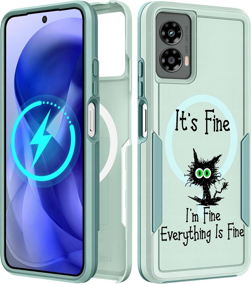 for Moto G 5G 2024 Case - Compatible with MagSafe Women Girls Cute Magnetic Protective Phone Cover Cool Kawaii Girly Cat Heavy Duty Shockproof Design for Motorola Moto G 5G 2024 Cases