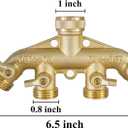 Hourleey Brass Garden Hose Splitter (4 Way), Solid Brass Hose Connector 3/4", Hose Spigot Adapter 4 Valves with 4 Extra Rubber Washers