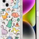 MOSNOVO for iPhone 13/14 Case | Military Grade 6.6ft Drop Tested | Clear with Dinosaur Land Design