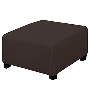 Easy-Going Stretch Ottoman Cover Folding Storage Stool Furniture Protector Soft slipcover with Elastic Bottom (Medium, Chocolate)