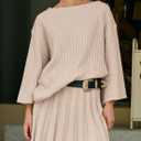 Yanekop Womens 2 Piece Sweater Skirt Set Loose Matching Lounge Sets Comfy Pajamas Set Long Sleeve Top and Skirt Sets (Beige, S)