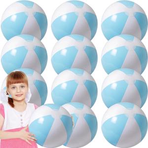 MiniInflat 12 Pcs 16 Inch Inflatable Beach Balls Bulk Jumbo Pastel Inflatable Decorated Ball with Macaron Color PVC Party Ornaments for Summer Birthday Party Decoration