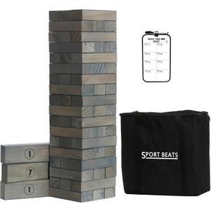 Gray Large Tower Game Outdoor Games 54 Blocks Stacking Game Includes Carry Bag