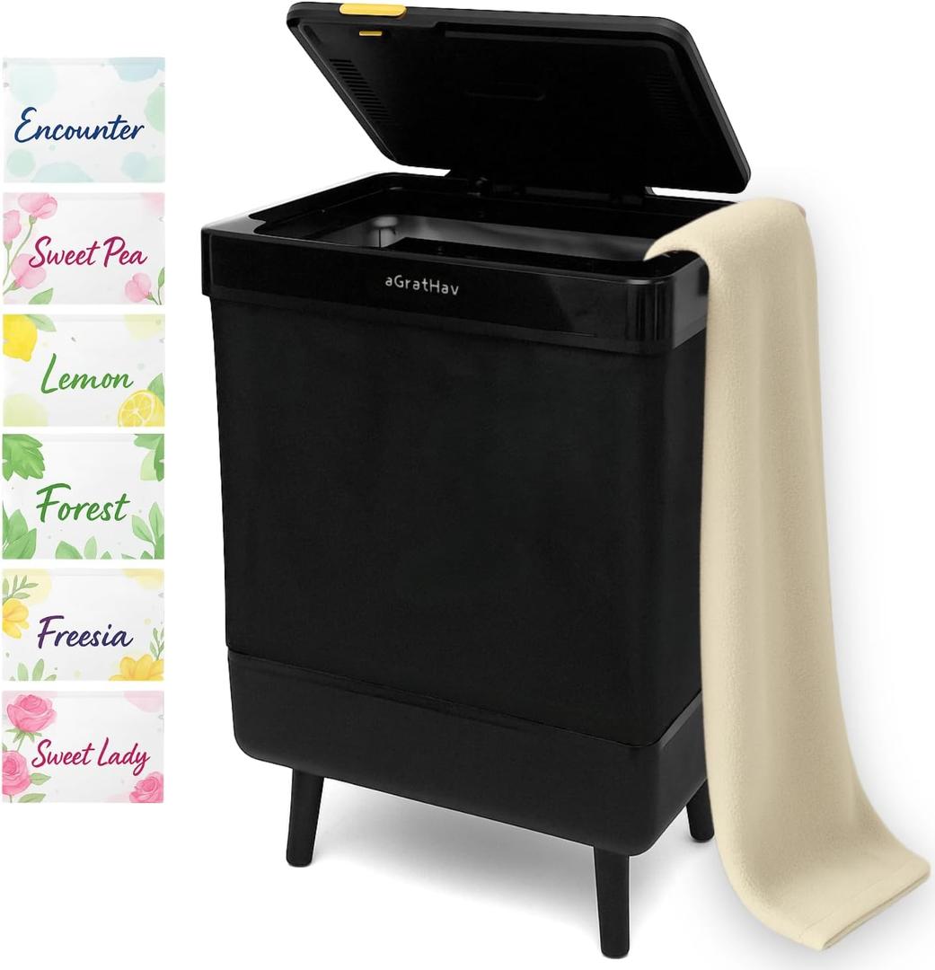 Towel Warmer for Bathroom, Foldable Towel Warmer Bucket, Blanket Warmer, Extra-Large 35L Fast Heating, Heating & Drying Modes & Timer, ETL Certification, 6 Free Fragrance Discs, Black